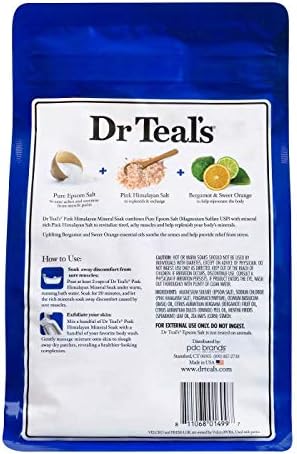 Dr. Teal ' s Pure Epsom Salt Soaking Solution Set cadou-restaurați & amp; completați cu sare roz de Himalaya, pre & amp; Post