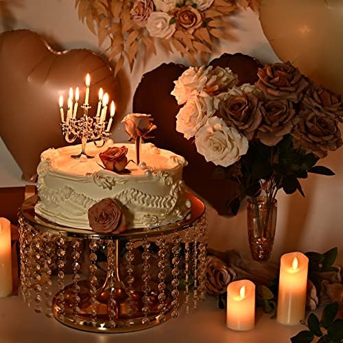 Tiryiuou Gold Cake Afișare Stand cu cristale pandantive și mărgele rotunde de cupcake Desert desert masă decorare tort pentru