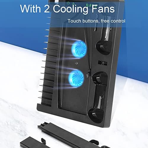 Ventilator de răcire verticală Stand pentru consolă PS5, Ediții digitale încărcător dublu controler, 2 ventilatoare de răcire