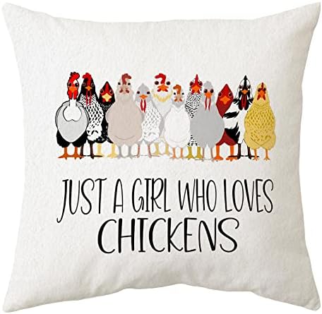 Sidhua Farmhouse Chicken Chicken Pillowcase Decorațiuni pentru casă, doar o fată care iubește puii aruncă pernă acoperire 18