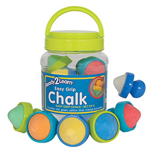 READY 2 Aflați Easy Grip Chalk - 6 culori-18m + -cretă de trotuar Non-toxică pentru copii mici-cel mai ușor de ținut - reumpleri