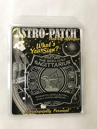 Astro-Patch-Resilient Sagittarius ™ 5 x 5 1/2 Patch astrologic Iron-on/Sew-on. Designul său reflectorizant de argint metalic,
