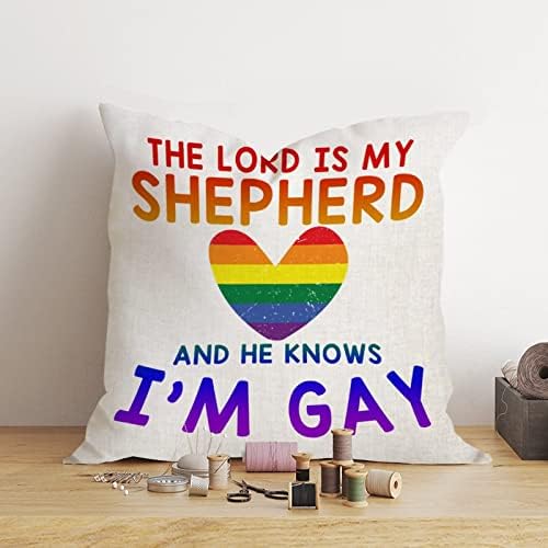 Copertă pernă aruncat Domnul este păstorul meu și știe că sunt gay perne carcasă egalitate lesbiană gay lgbtq perna copertă