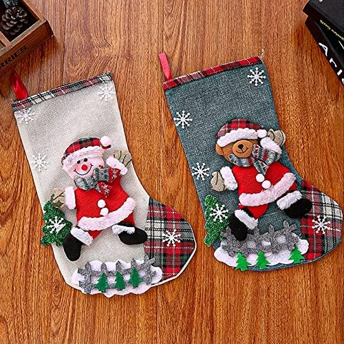 Searchi Christmas Stockings 4 pachet 12.2 '' Decorații de ciorapi de Crăciun de dimensiuni mari 3d 3d Santa Snowman Bear Bear
