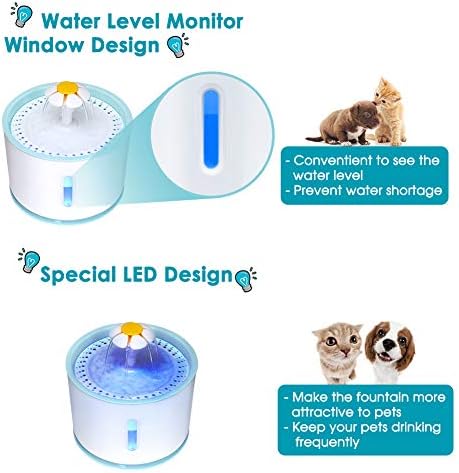 Fântâna automată de pisici, 2,4L cu capacitate mare de apă pentru animale de companie pentru pisici și câini cu băutori de