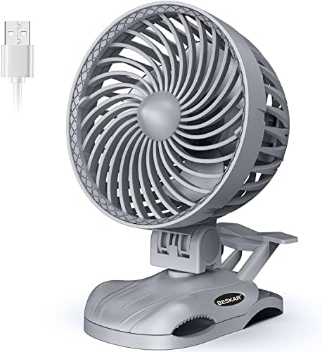 BESKAR Clip pe ventilator ventilator mic de birou-ventilator USB Personal cu viteze CVT și flux de aer puternic, înclinare