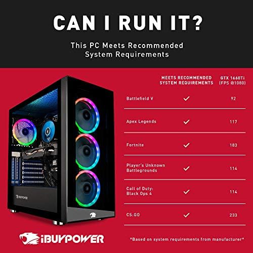 iBUYPOWER Jocuri PC Computer Desktop Element 9260 Negru