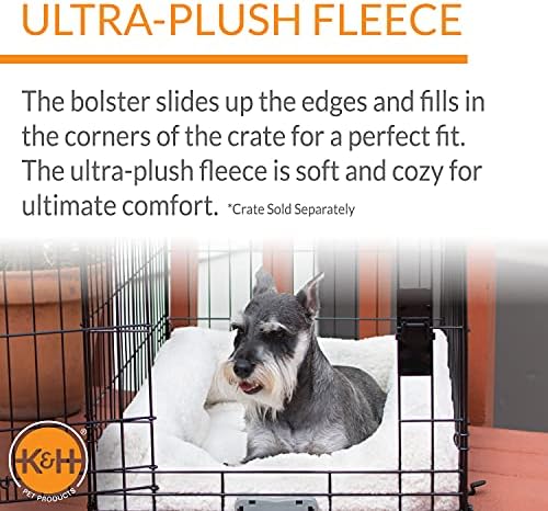 Produse pentru animale de companie K&H Ultra Plush Deluxe Bolster Crate Crate Pad, Plush Dog Crate Pat, Portable Dog Crate