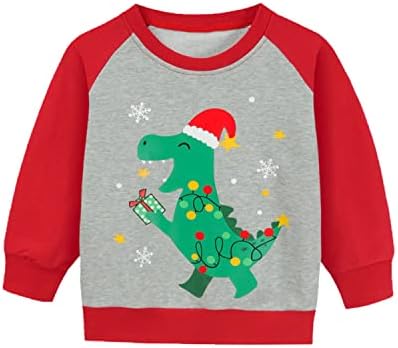 Copil pentru băiat pentru băiat hanorac de Crăciun Raglan cu mânecă lungă Santa elk tricou dinozaur topuri pentru copii 2-7t