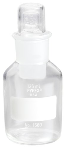 Corning Pyrex 1580-125 Borosilicate sticlă cilindrică 125 ml Eșantion de apă cu apă largă și sticlă de depozitare cu reactiv