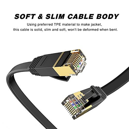 LEKVKM Cat 6 Cablu Ethernet 75 ft de mare viteză RJ45 cablu Internet pentru exterior & amp; Suport interior rețea CAT6 Solid