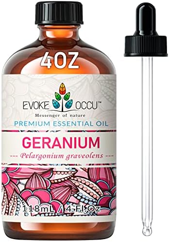 Evoca OCCU Geranium ulei esential 4 Oz, ulei pur Geranium pentru piele păr masaj Aromaterapie Difuzor - 4 fl Oz