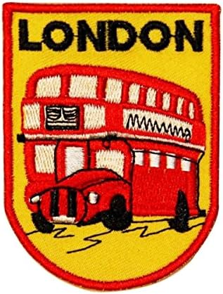 London Double Decker Bus Patch British Travel Insigna brodat Fier pe aplicare