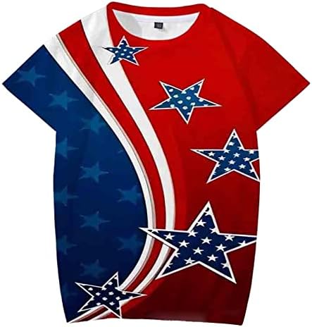Tricouri groase de bumbac pentru bărbați Bărbați Ziua Independenței nord-americane imprimare 3D mânecă scurtă Vrac echipajul
