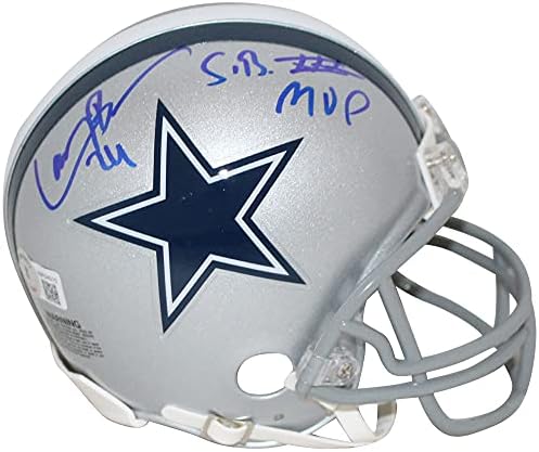 Larry Brown Autografat Dallas Cowboys mini cască SB XXX MVP BAS