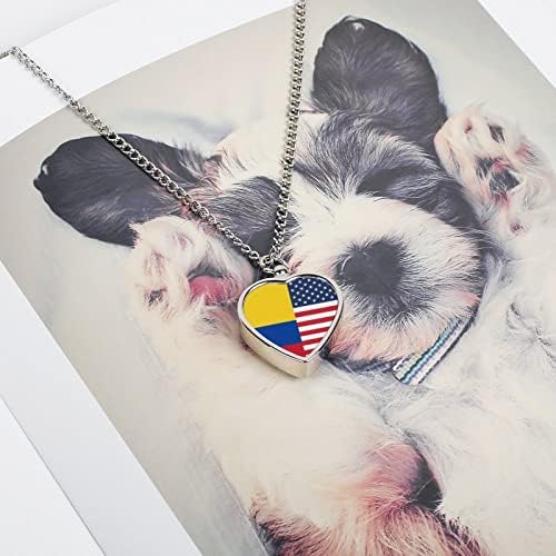 Columbia American Flag Pet urnă colier pentru cenușă aliaj inima incinerare bijuterii Memorial pandantiv Ash titular pentru