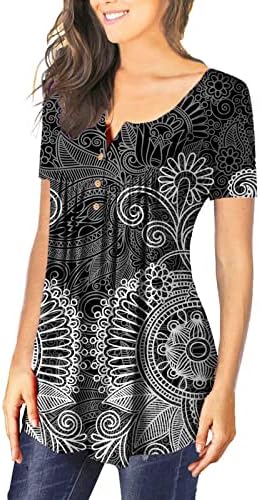 MRGIINRI WOMENS Tunică de modă Tunică de modă 2023 Tricouri cu mânecă scurtă casual Casual Boho Floral Drăguț Tees Bluze pentru