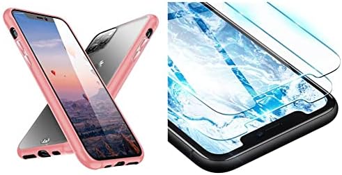 Husă ORIbox compatibilă cu husă iPhone 11 pro, Protector de ecran roz și sticlă pentru iPhone 11 Pro, XS, X protector de ecran