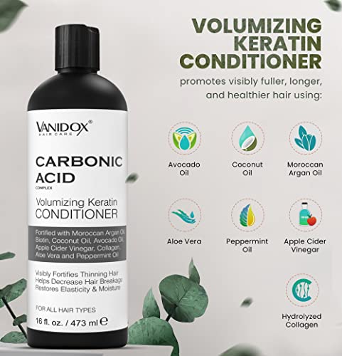 Șampon și balsam cu acid carbonic VANIDOX pentru bărbați și femei, balsam hidratant profund îngroșează, înmoaie și netezește
