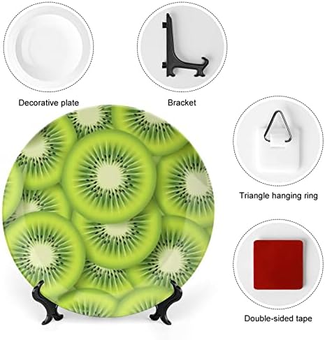 Farfurie decorativă kiwifruit plăci ceramice rotunde cu stand de afișare pentru decorul de nuntă pentru birou de acasă