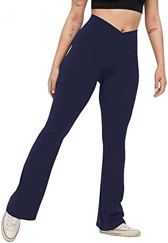 CHSWVUKQ Pantaloni de yoga casual pentru femei împotriva taliei Crossover cu talie înaltă cu talie înaltă Flacăre de fitness