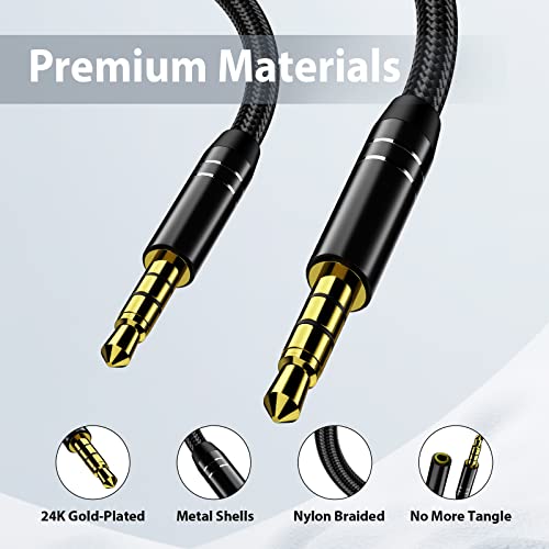 Cablu audio pvjali de 3,5 mm, 4 pole aux cord masculin la masculin, 4 pole extensie de cablu audio hi-fi stereo pentru căști,