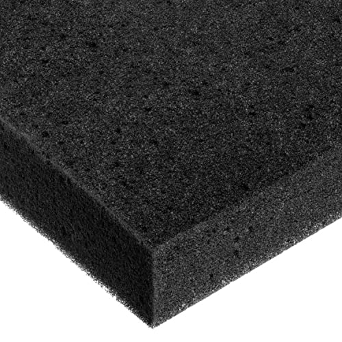Foaie de spumă poliuretanică, Negru, 3 lbs / cu. ft, 4 în grosime x 36 în lățime x 36 în lungime