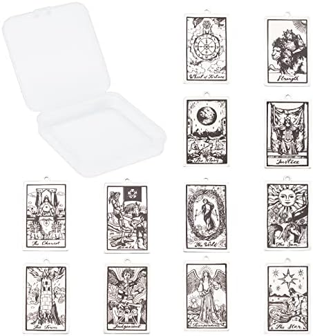 SUNNYCLUE 1 cutie 20buc inox Tarot Card farmece Tarot farmece Vrac delicat Retro Vintage Amuleta farmec pentru bijuterii face farmece Consumabile Colier Cercel Breloc DIY Craft noroc Negru