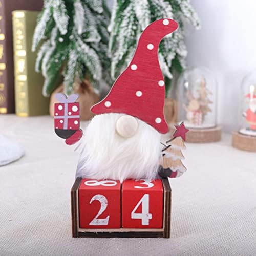Besportble Crăciun din lemn Countdown Calendar 3d masă Crăciun Advent Countdown Calendar manual Desktop Calendar cu Snata Gnome