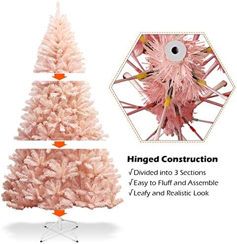Mayjoooy 7ft Pink Pink Artificial Christmas Christmas, Unlit Xmas Tree W/937 Sfaturi din PVC durabile și bază de fier robust,