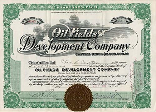 Oil Fields Development Co. - Certificat De Stoc