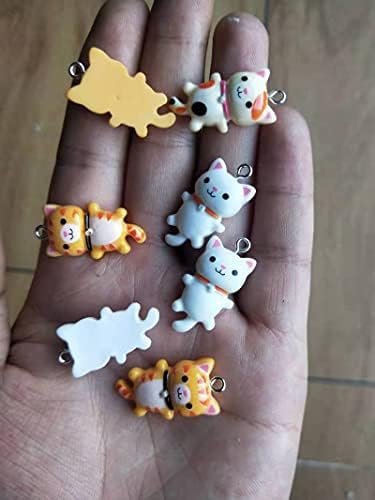 Topflier 30 buc Mini Cat farmece drăguț Kitty Pandantive pentru bijuterii DIY a face