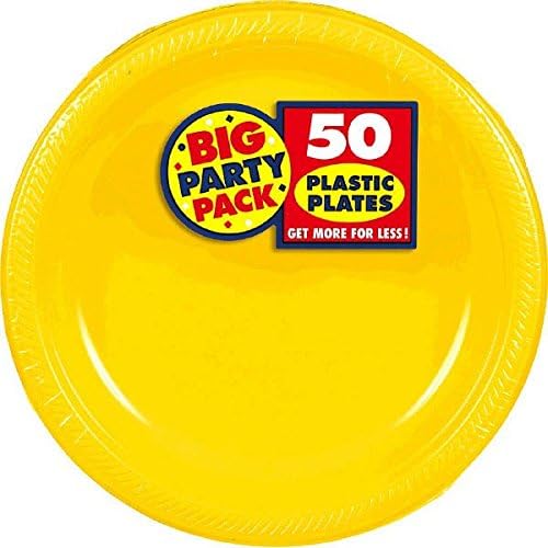 Amscan Big Pack Plăci de Plastic | 7 / galben soare / pachet de 50 / aprovizionare pentru petreceri