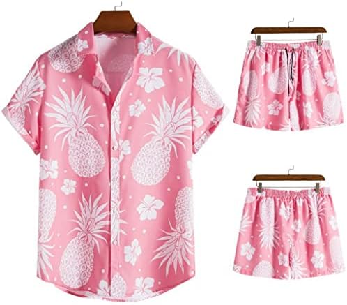 LEIGE Pink Pink Pink Ananas Tryeve Shortore Shorts Tricou cu două piese Costum de plajă pentru bărbați