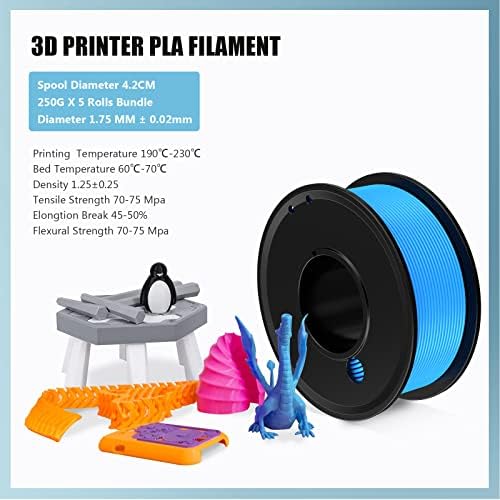 Haosegd 3D Imprimanta Filament PLA 1.75 mm 3-D Materiale de imprimare 5 culori pachet de imprimare Filimate 1.75 mm Portocaliu