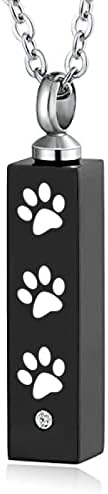 DotUiarg cremation pandantiv bara dreptunghi negru pentru animale de companie pandantiv colier dog paw imprimat memorial keepsake