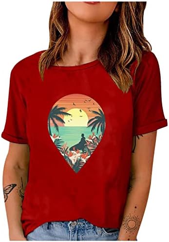 Tricou de soare Femei Femei Copaci de nucă de cocos Cămașă grafică cu mânecă scurtă cu mânecă de primăvară de vară, blaturi