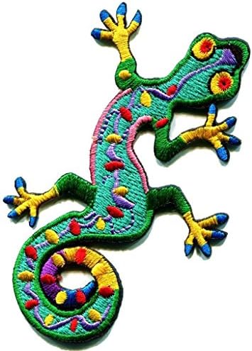 Lizard Gekko Salamander Retro Hippie Hippy Boho 70S Applique Iron-On Patch Proiectare manuală din Thailanda