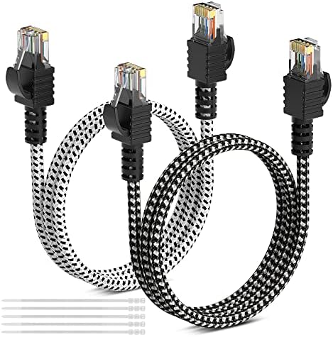 Cat 6 Ethernet cablu 2 picioare/2 Pachet, Elecan ul enumerate Patch Cord cupru pur, trece testul Fluke, 10Gbps 500MHz, Nailon