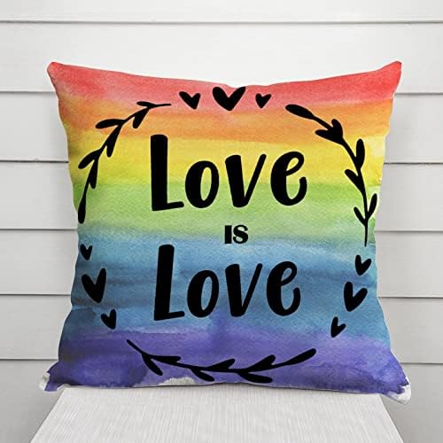 Love is Love Throw Pillow Cover pentru Ziua Îndrăgostiților Pillow Case Pansexual Transgender LGBTQ Gay Rainbow Cushion Cover