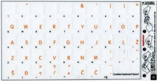 Etichete Croate Apple pentru tastatură cu litere portocalii transparente pentru desktop, laptop și caiet
