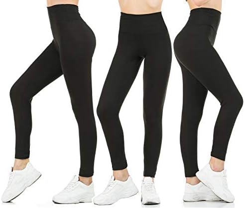 Gnpolo Womens Leggings Black High Talie Pack Pack Pantaloni de Control Slim Tummy Pantaloni de yoga