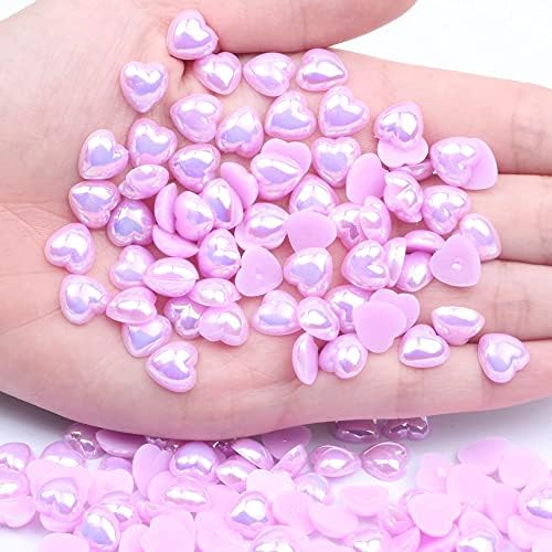Jumătate perle imitație flatback Imitație formă de inimă 10mm 1000 pcs lipici pe perle de rășină ab culori super strălucitor