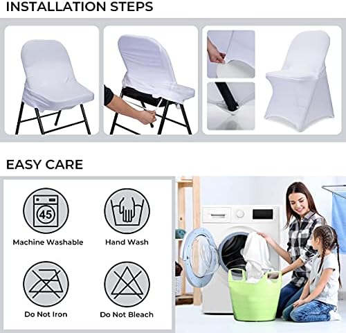Babenest Spandex pliere scaun acoperă - 50 buc modernizate Universal Stretch lavabil montate scaun slipcovers Protector pentru