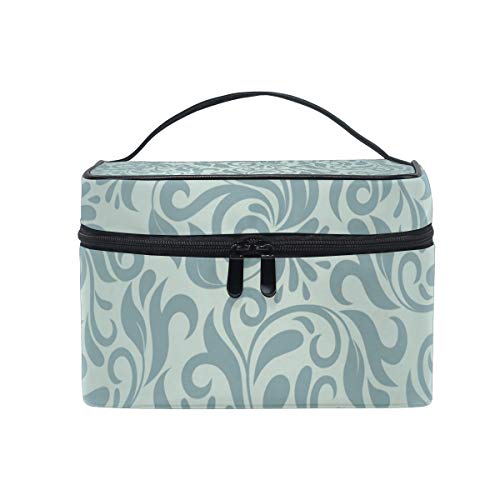 Portable Grey Damask Model Travel Cosmetic Bag pentru machiaj Machiaj Carcadă Organizator Geantă de toaletă cu o capacitate
