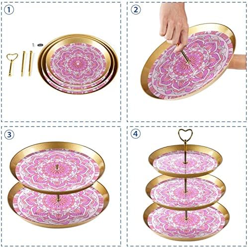 Stand de tort TFCOCFT, set de afișare a mesei de desert, placă de afișare a desertului de fructe, model de artă roz roz roz