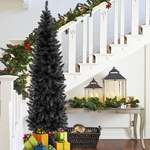 5 picioare artificiale de Crăciun decorațiuni de copac negru-380 Sfaturi ramuri PVC PVC Flacăre Retardant Pin Pin Pine Metal