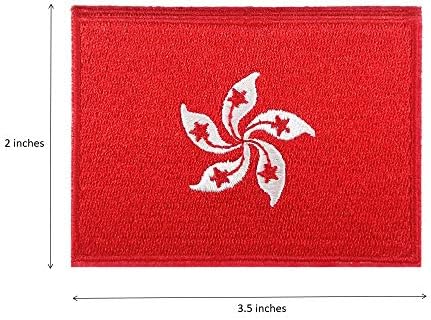 Patch drăguț [4 bucăți set] Hong Kong Flag Full Brodated Fier pe cusut pe plasturele Five Petal Orchid Emblem Flower