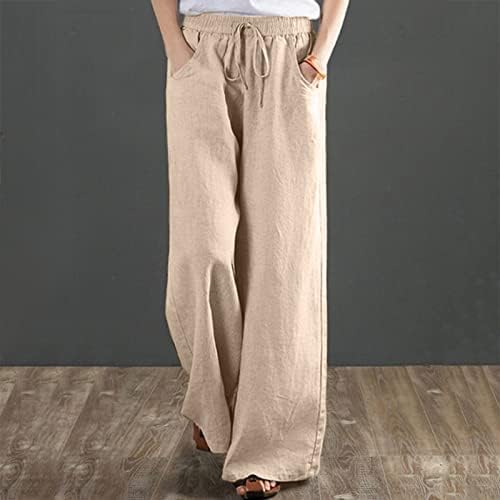 Pantaloni de vară dsodan pentru femei, lenjerie de bumbac, pantaloni palazzo cu picior larg casual