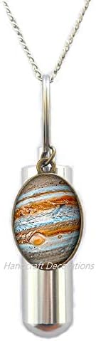 MandcraftDecorations Jupiter Glass Urn.Planet Cremation Urn Colier.Space, Bijuterii Univers, cadou de naștere, bijuterii cu